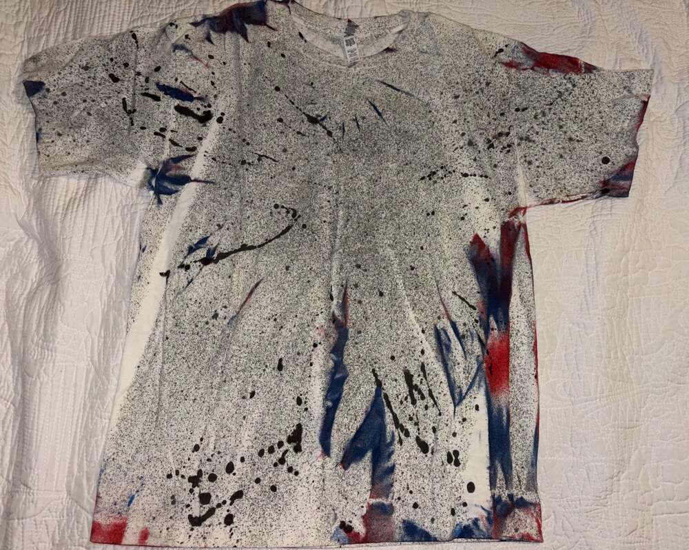 Alstyle Premium Youth XL T-Shirt Red White Blue Splatter Paint Tie Dye